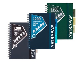 Notebook Astra with 4 division, A5,  squared, mix colours, 200 sheets