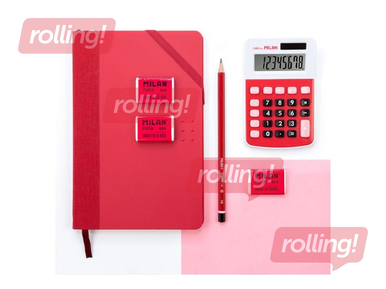 Notebook Milan, A5, white, red, 104 pages