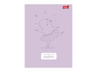 Тетрадь Unipap, Capybara, в клетку, пастельно-фиолетовая, A5, 32 листа