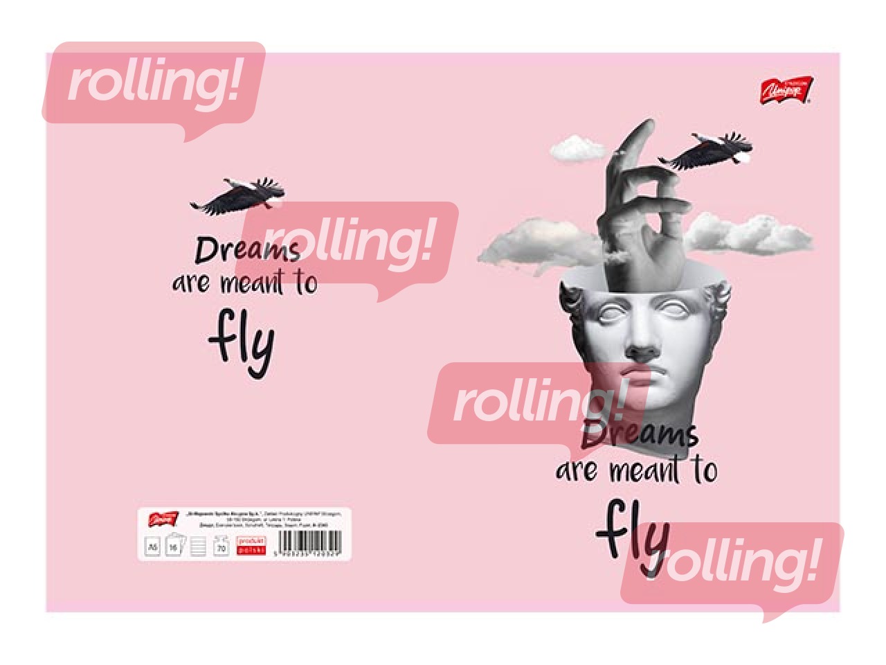 Notebook Unipap, Dreams are meant to Fly, squared, A5, 60 sheets