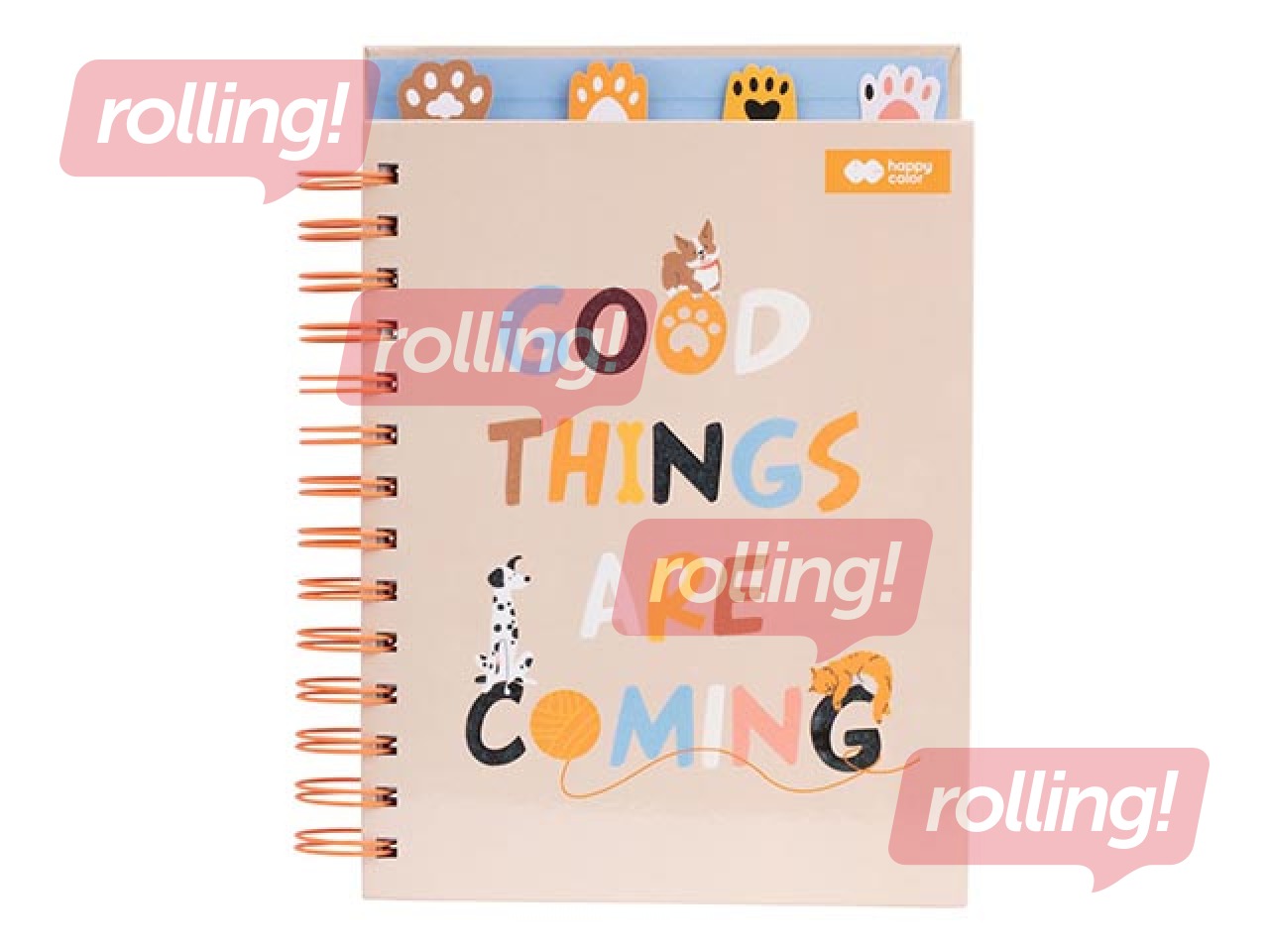 Märkmik Cat&Dog, 4 jaotust, A5, ruuduline, täpiline, jooneline ja valge, 80 lehte