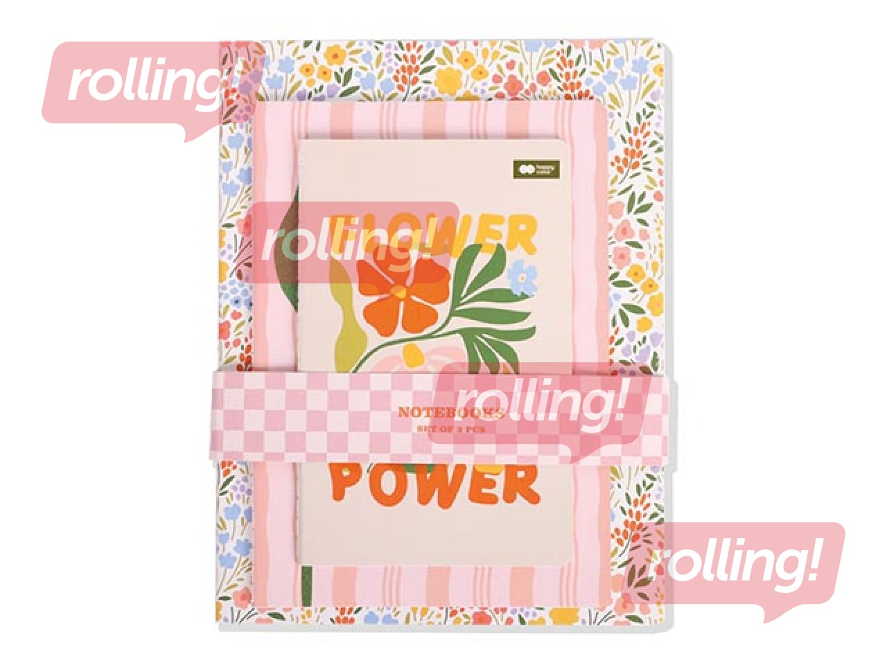 Märkmikukomplekt Bloom, jooneline, ruuduline ja täpiline, 80g/m², 3 tk.