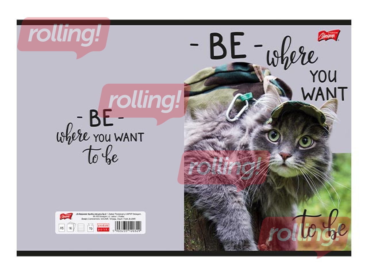 Vihik Unipap, Travel Cat, ruuduline, A5, 60 lehte