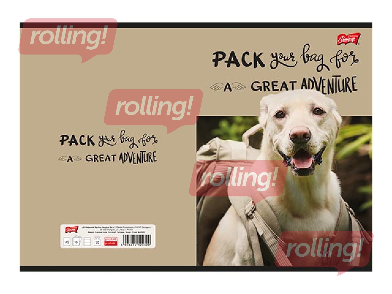 Vihik Unipap, Travel Dog, ruuduline, A5, 60 lehte