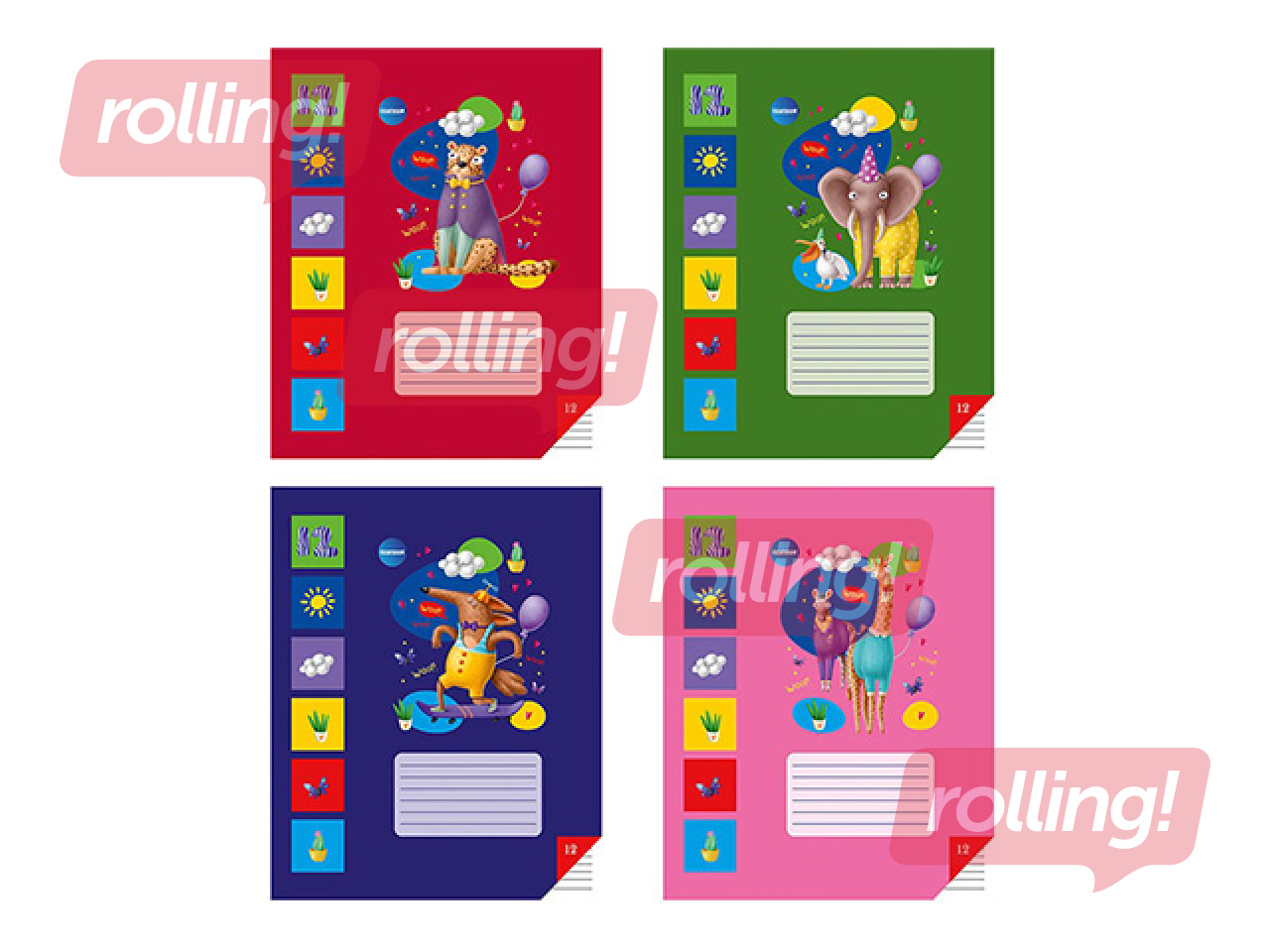 Burtnīca Centrum, ar dzīvniekiem, līniju, 12 lapas