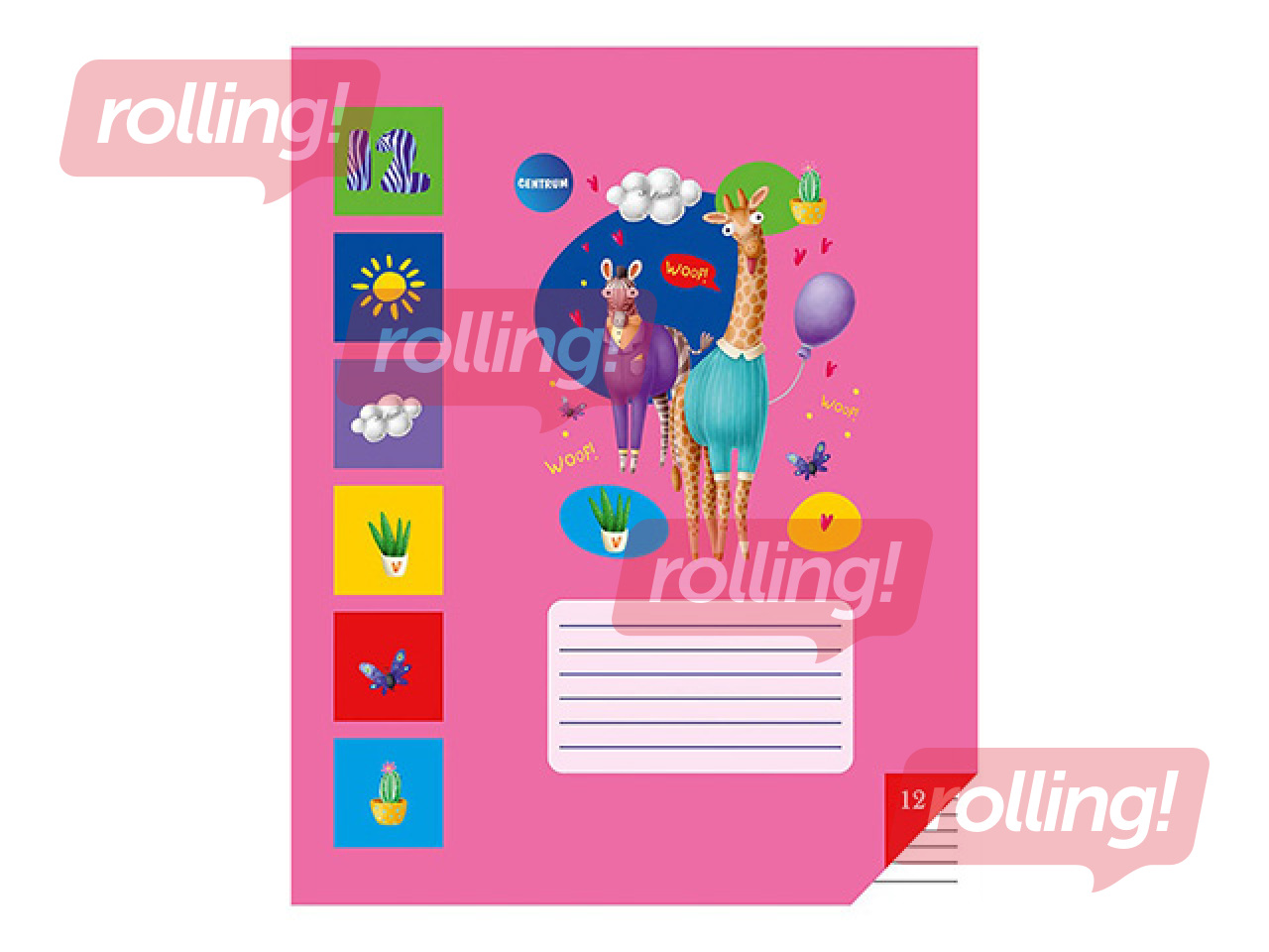 Burtnīca Centrum, ar dzīvniekiem, līniju, 12 lapas