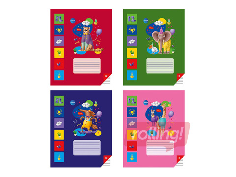 Тетрадь Centrum, с животными, в линейку, 12 листов