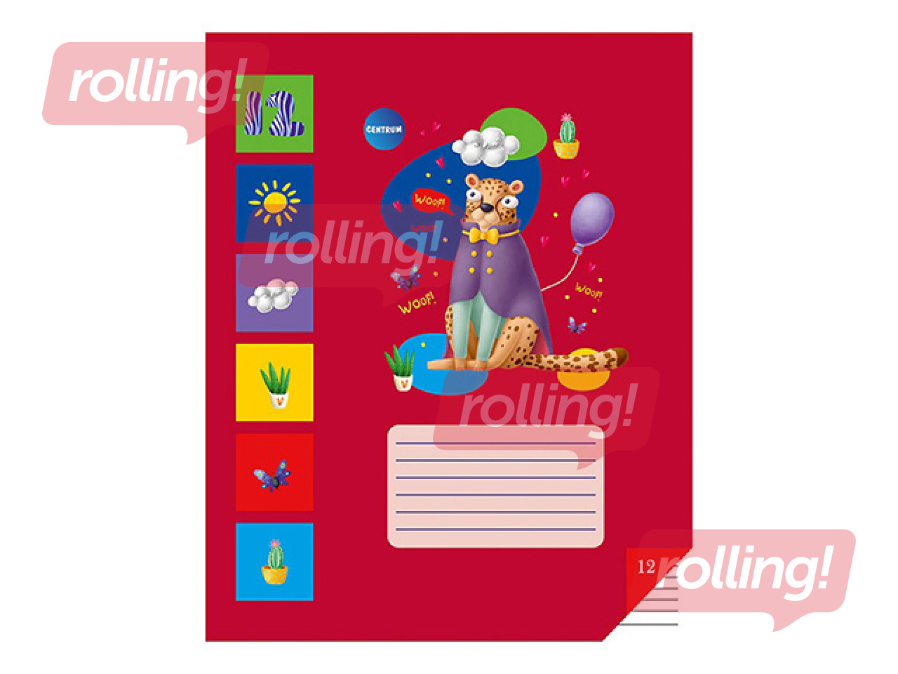 Тетрадь Centrum, с животными, в линейку, 12 листов