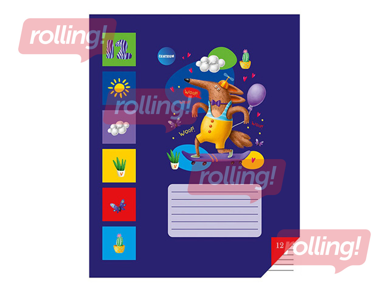 Тетрадь Centrum, с животными, в линейку, 12 листов