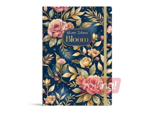 Notebook Bloom, A5, 96 sheets, with elastic band