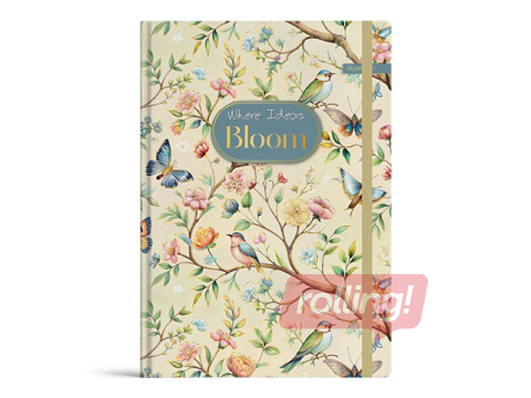 Блокнот в твёрдой обложке Bloom, A5, 96 листов, с резинкой
