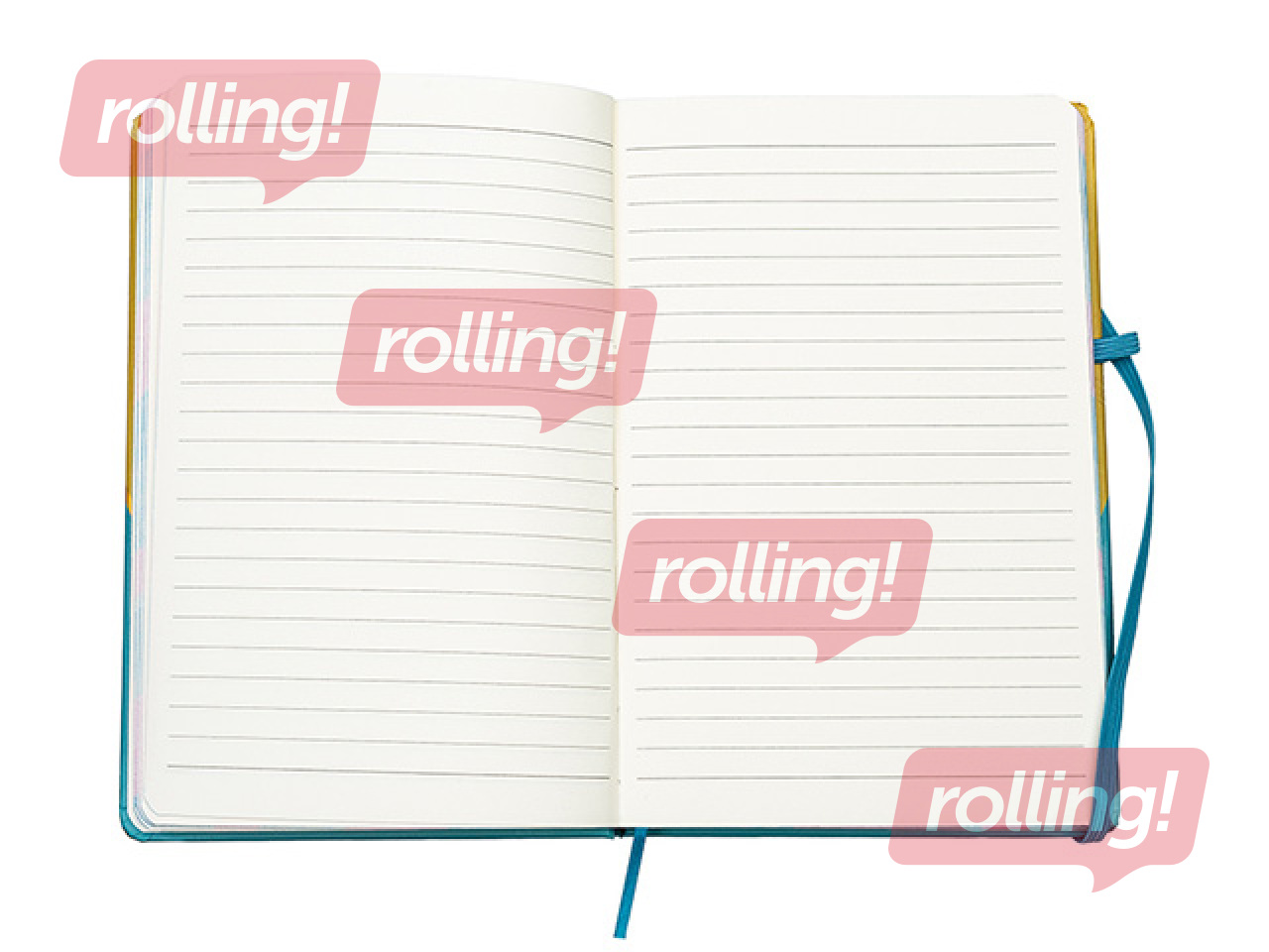 Kõvade kaantega märkmik Multicolor, kummiga, A6, 80 lehte