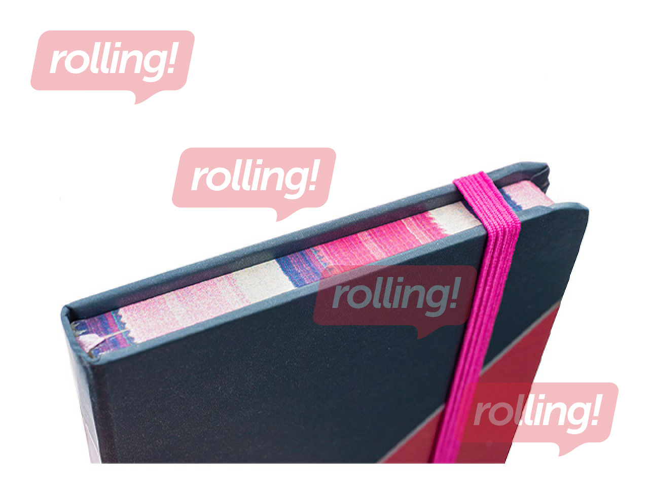 Kõvade kaantega märkmik Multicolor, kummiga, A6, 80 lehte