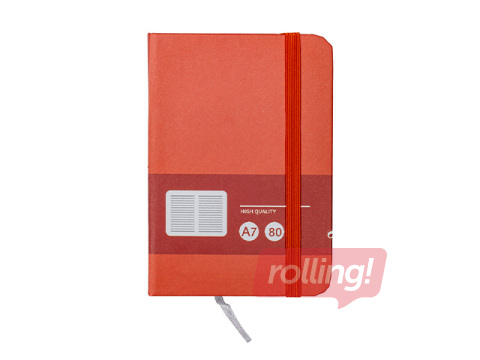 Kõvade kaantega märkmik Multicolor, kummiga, oranž, A7, 80 lehte