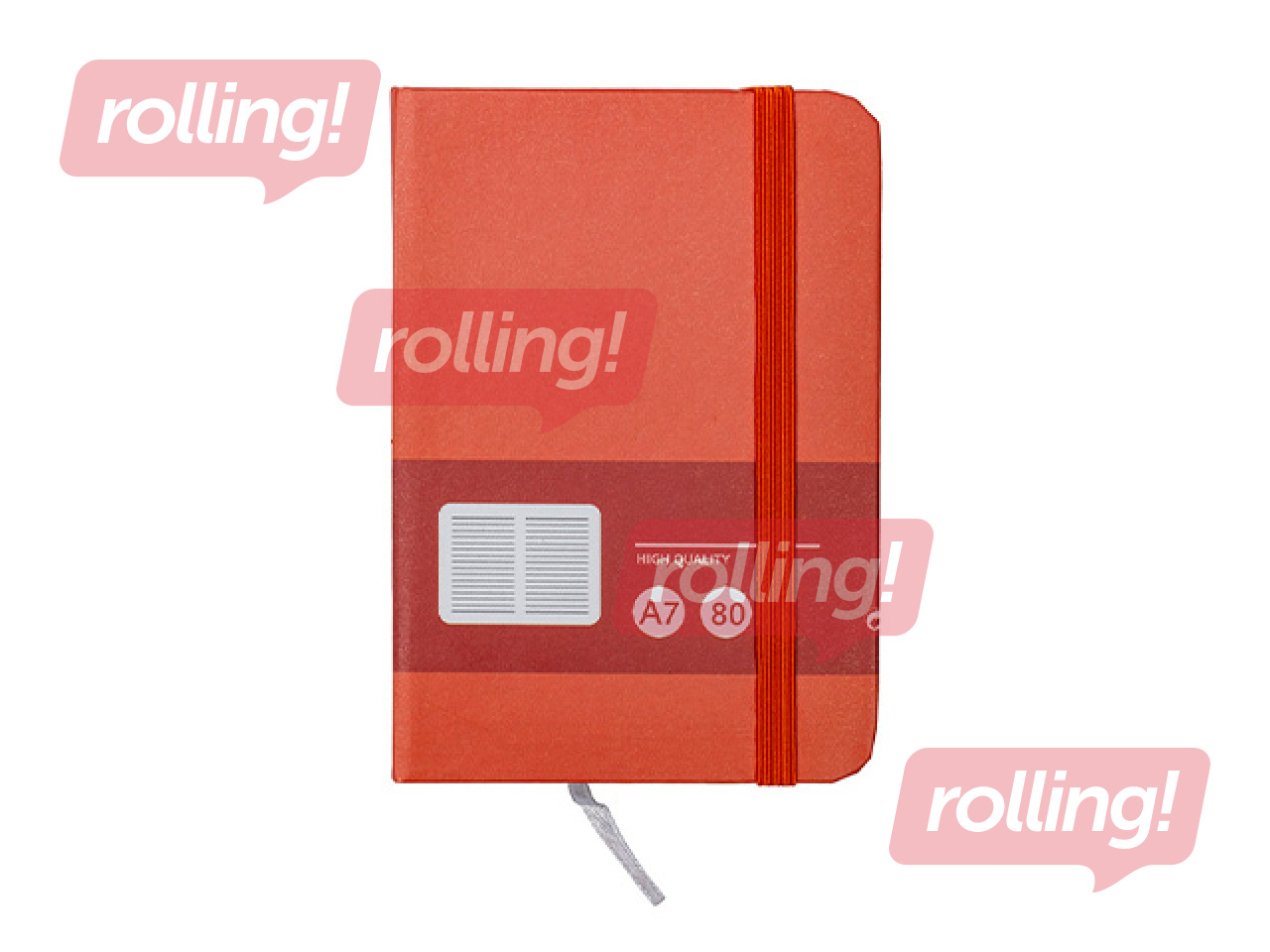 Kõvade kaantega märkmik Multicolor, kummiga, oranž, A7, 80 lehte