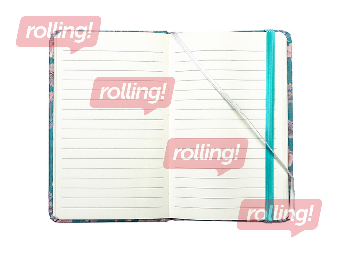 Блокнот в твёрдой обложке Flowers, с резинкой, светло-голубой, A7, 80 листов