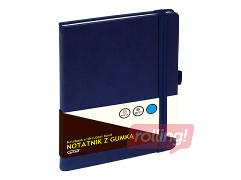 Märkmik Grand kõvade kaante ja kummiga, tumesinine, A5, 80 lehte