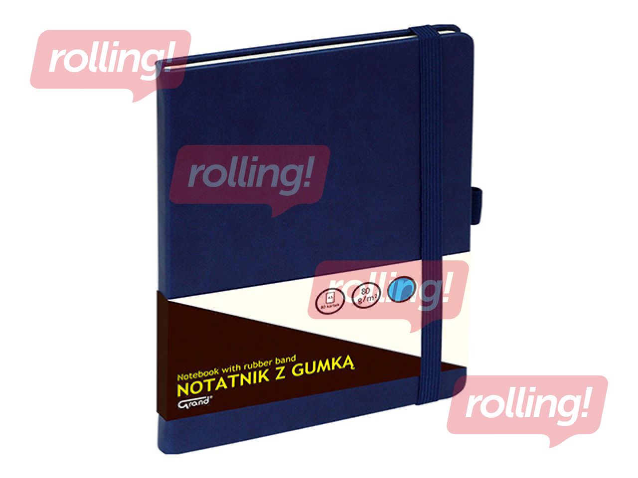 Märkmik Grand kõvade kaante ja kummiga, tumesinine, A5, 80 lehte