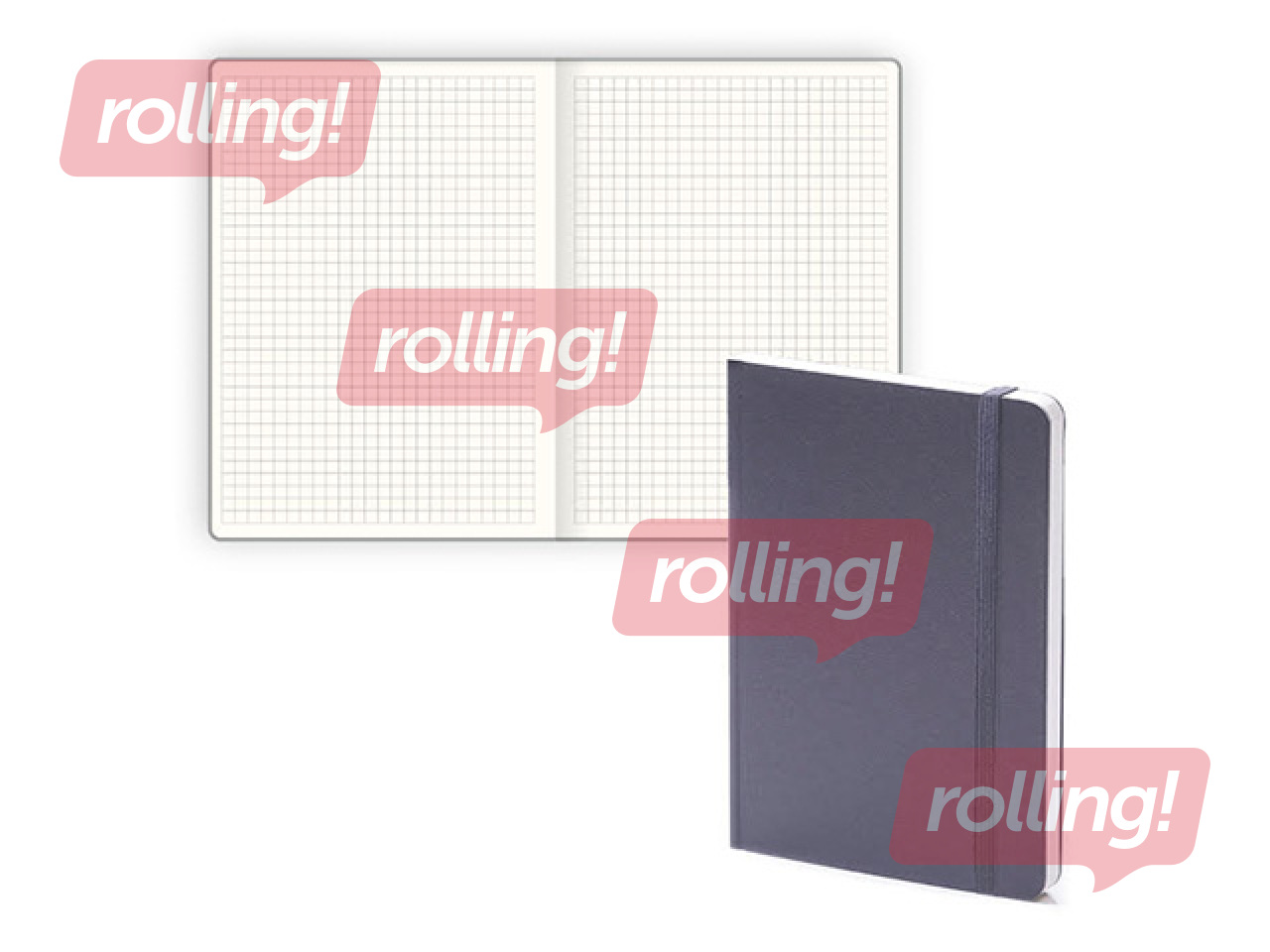 Notebook Hard, squared, dark gray with gray rubber, A5