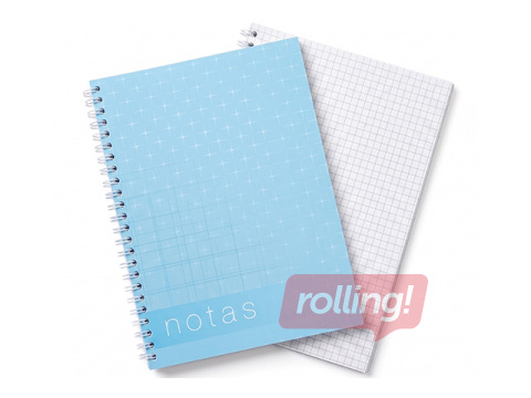 Spiral notebook, A5, squared, 70 sheets, blue