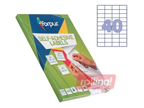 Labels Forpus, A4, 52.5x29.7mm, 100 sheets, white