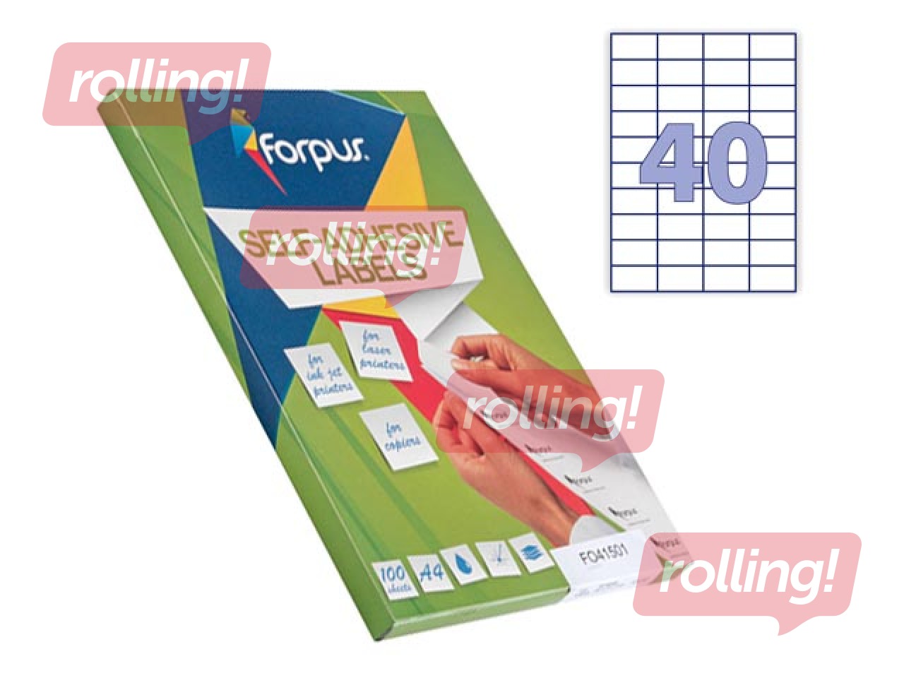 Labels Forpus, A4, 52.5x29.7mm, 100 sheets, white