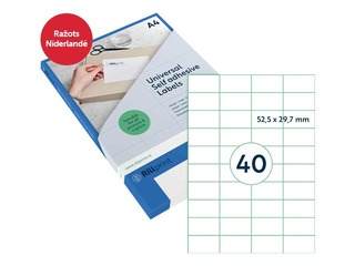 Uzlīmes Rillprint, A4, 52.5x29.7 mm, 100 loksnes, baltas 