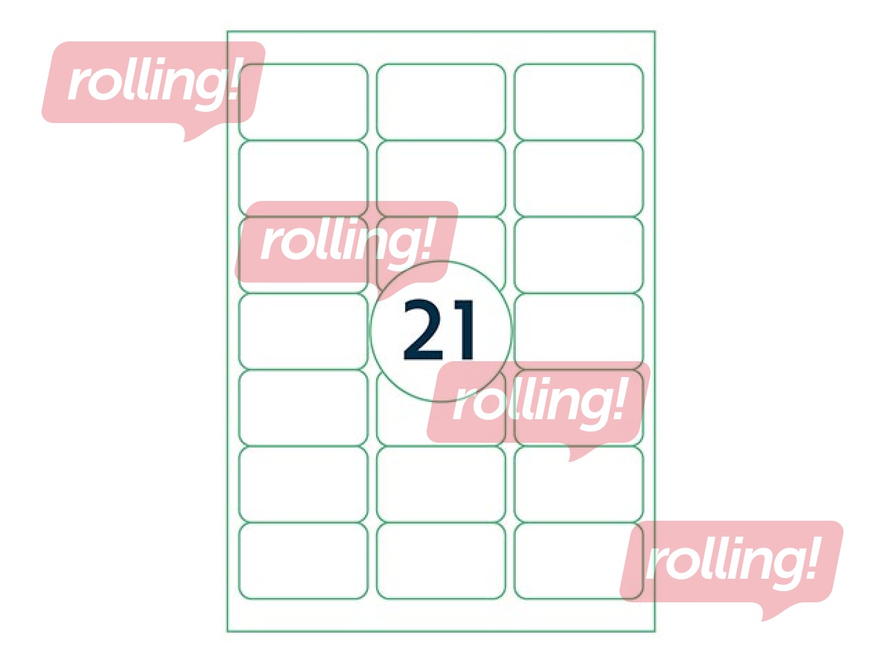 Etiketid Rillprint, A4, 63.5x38.1 mm, 100 lehte, valge 