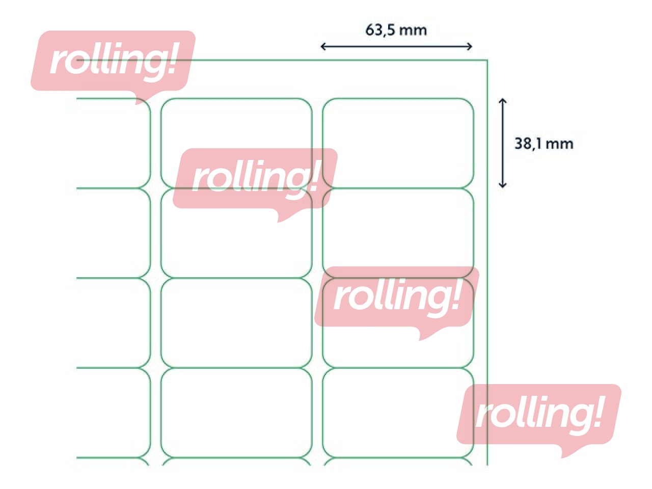 Etiketid Rillprint, A4, 63.5x38.1 mm, 100 lehte, valge 