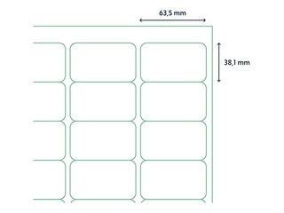 Uzlīmes Rillprint, A4, 63.5x38.1 mm, 100 loksnes, baltas 