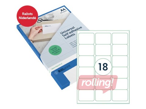 Etiketid Rillprint, A4, 63.5x46.6 mm, 100 lehte, valge 