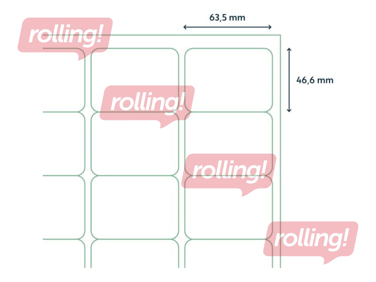 Etiketid Rillprint, A4, 63.5x46.6 mm, 100 lehte, valge 
