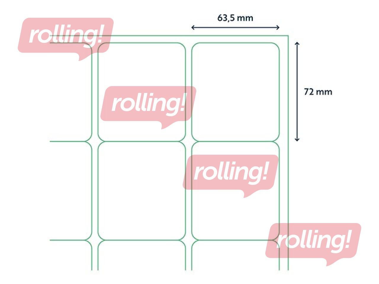 Etiketid Rillprint, A4, 63.5x72 mm, 100 lehte, valge 
