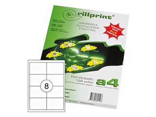 Наклейки Rillprint, A4, 97x67.6 мм,100 листов, белые 