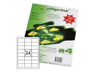 Labels Rillprint, A4, 64.4x33.8 mm, 100 sheets, white