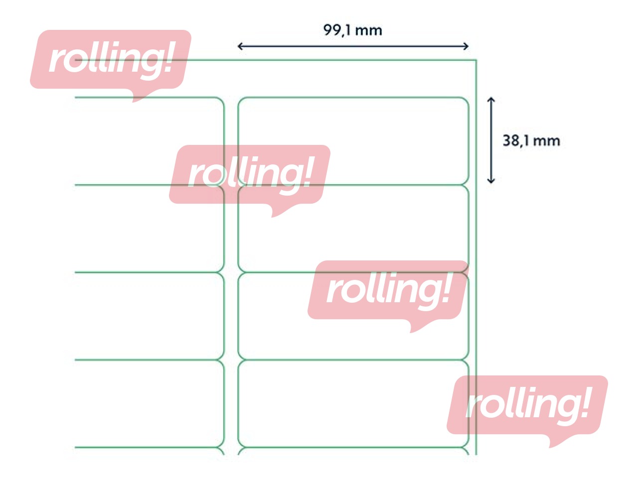 Etiketid Rillprint, A4, 99.1x38.1 mm, 100 lehte, valge