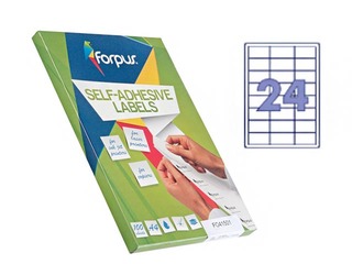 Наклейки Forpus, A4, 64.6x33.8 мм, 100 листов, белые