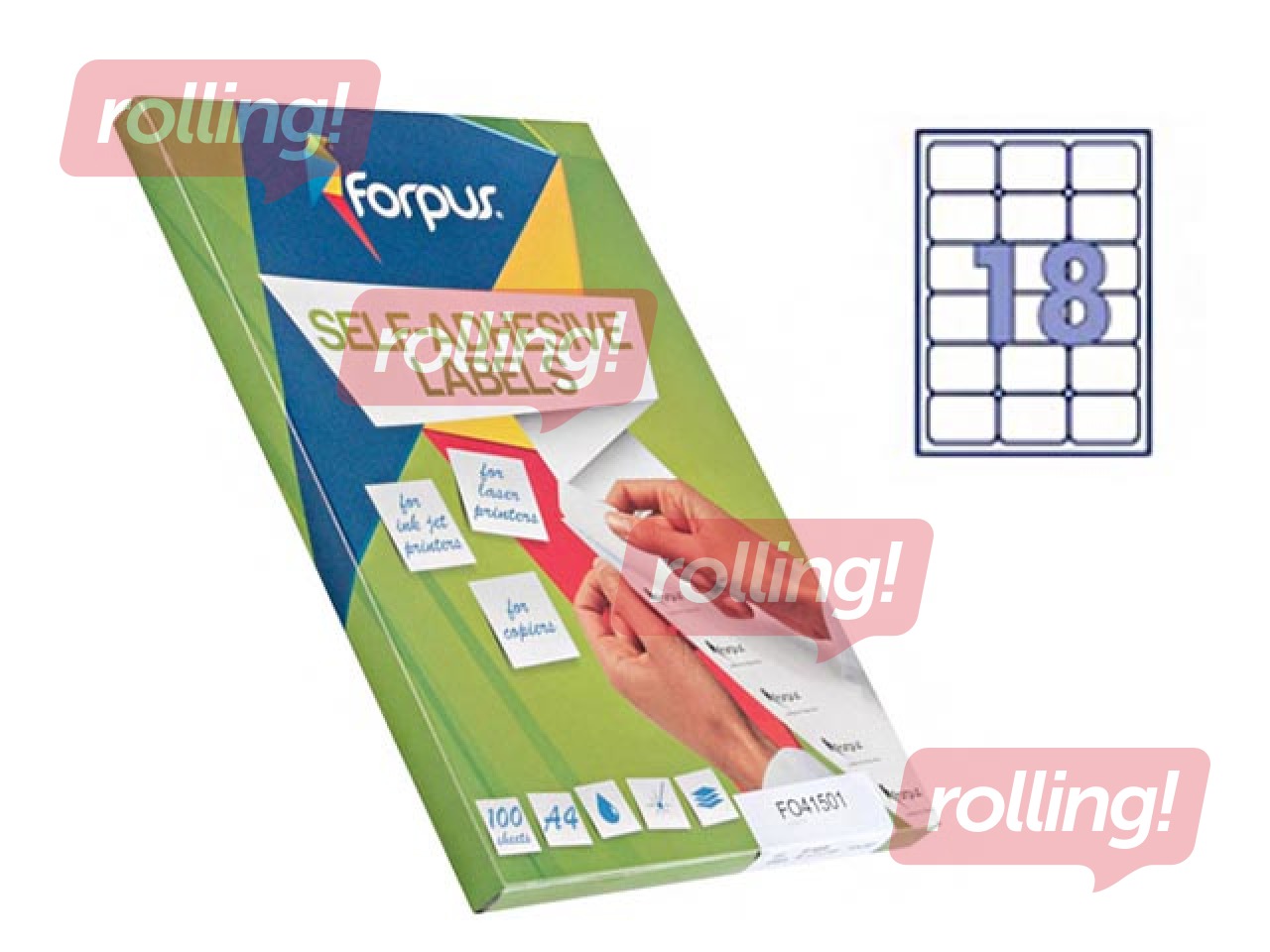 Etiketid Forpus, A4, 63.5x46.6 mm, 100 lehte, valge