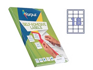 Наклейки Forpus, A4, 63.5x46.6 мм, 100 листов, белые