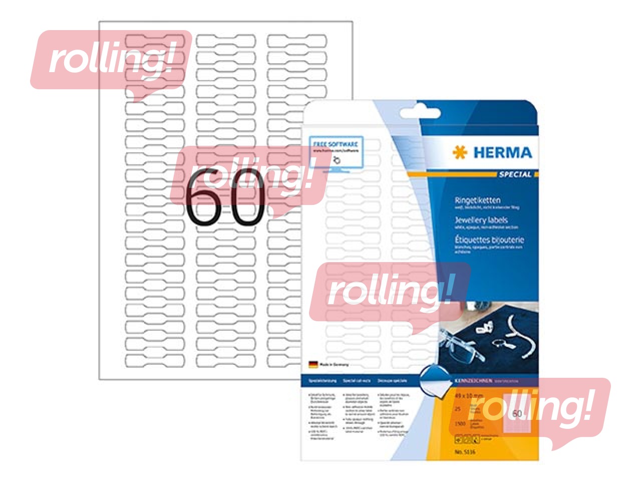 Väärisehete etiketid Herma Special, A4, 49x10 mm, 25 lehte, valge