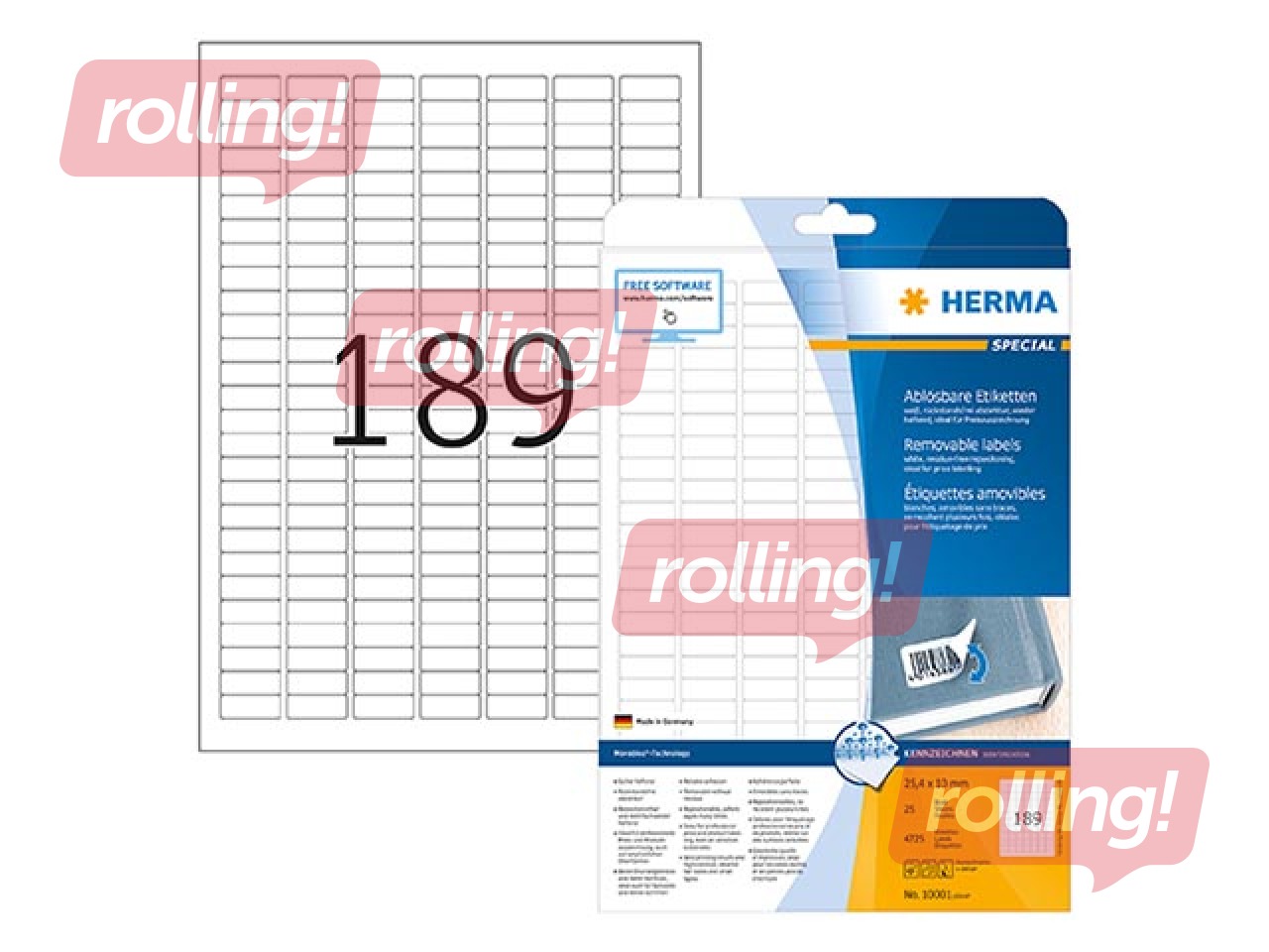 Etiketid Herma Special, A4, 25.4x10 mm, 25 lehte, taaskleebitavad, valge