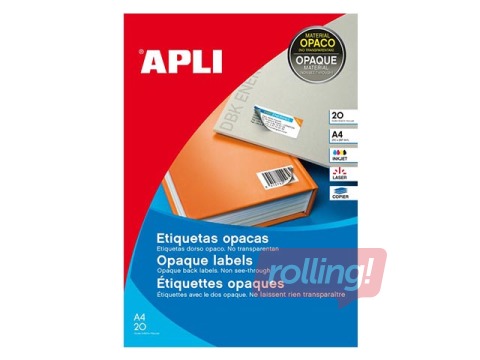 Etiketid Apli, A4, 25,4 x 10 mm, 25 lehte, taaskleebitavad, valge