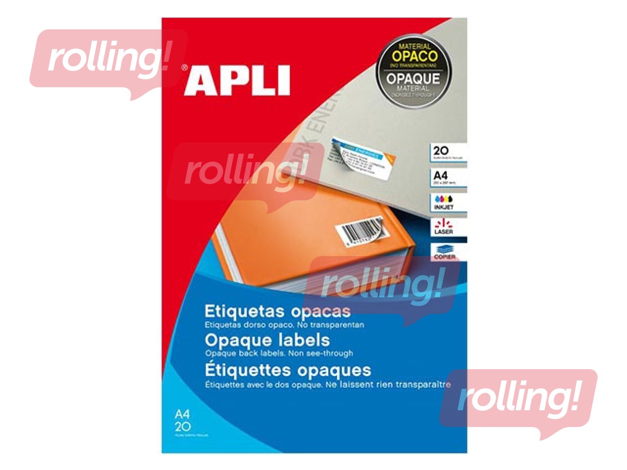 Etiketid Apli, A4, 25,4 x 10 mm, 25 lehte, taaskleebitavad, valge