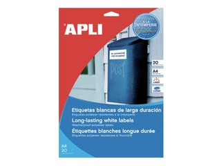 Наклейки Apli, 64.6x33.8мм 20 листов/480 наклеек из полиэстера, цвет белый