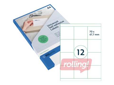 Labels Rillprint, A4, 70x67.7 mm, 100 sheets, white 