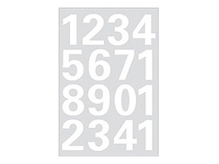Kleebised, numbrid 0-9 ni, kõrgus 25mm, valged numbrid