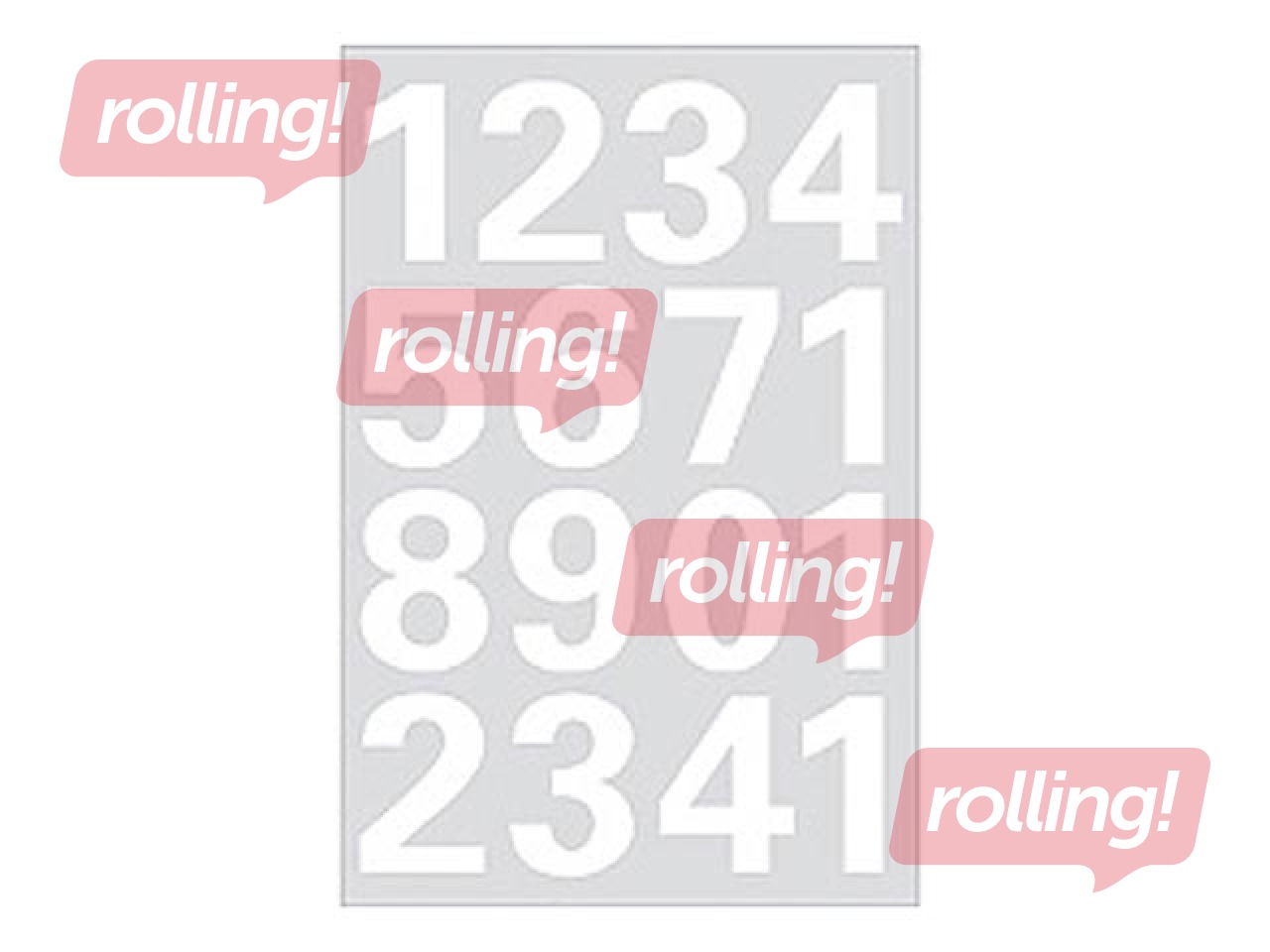 Stickers with nummbers 0-9, h=25mm, white nummbers