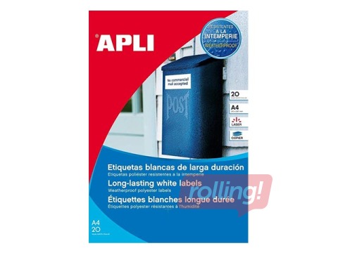 Labels  APLI, A4, 210x297 mm, polyester, white