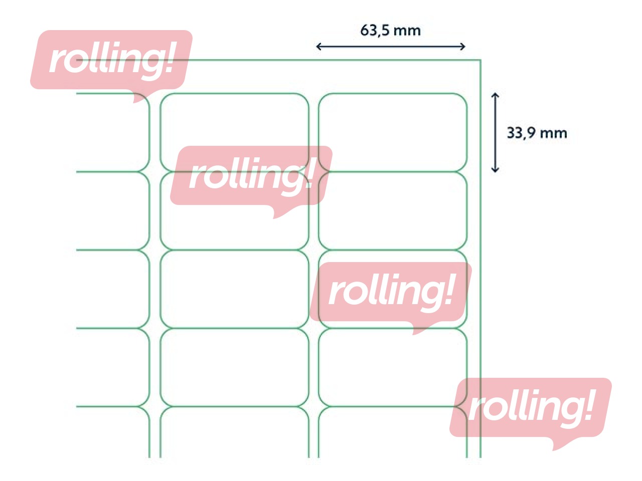 Etiketid Rillprint, A4, 63.5x33.9 mm, 100 lehte, valge 
