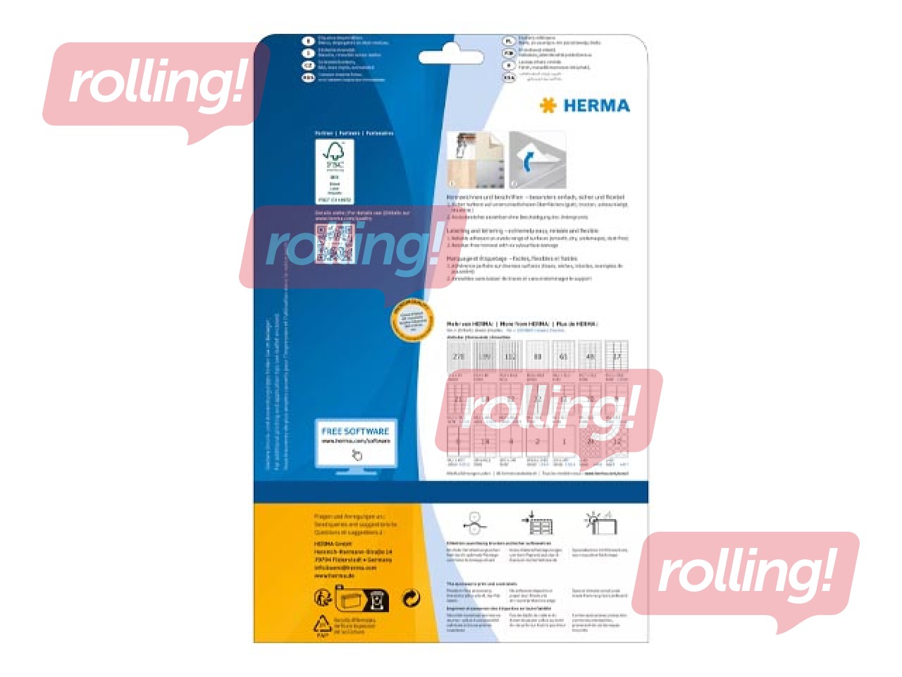 Kergesti eemaldatavad sildid Herma, Special, valged, A4, 63.5x46.6mm, 25 lehte